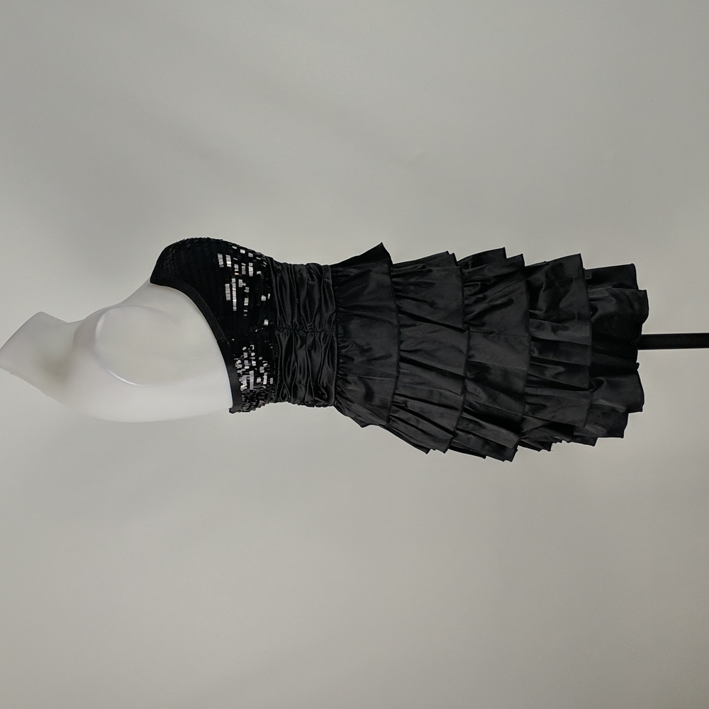 Elle Zeitoune Dress Size 10 Black Sequins Strapless Zip-up Back Layered BNWT - Picture 5 of 9